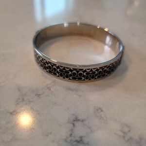 Coach Bangel Bracelet Black and Silver
